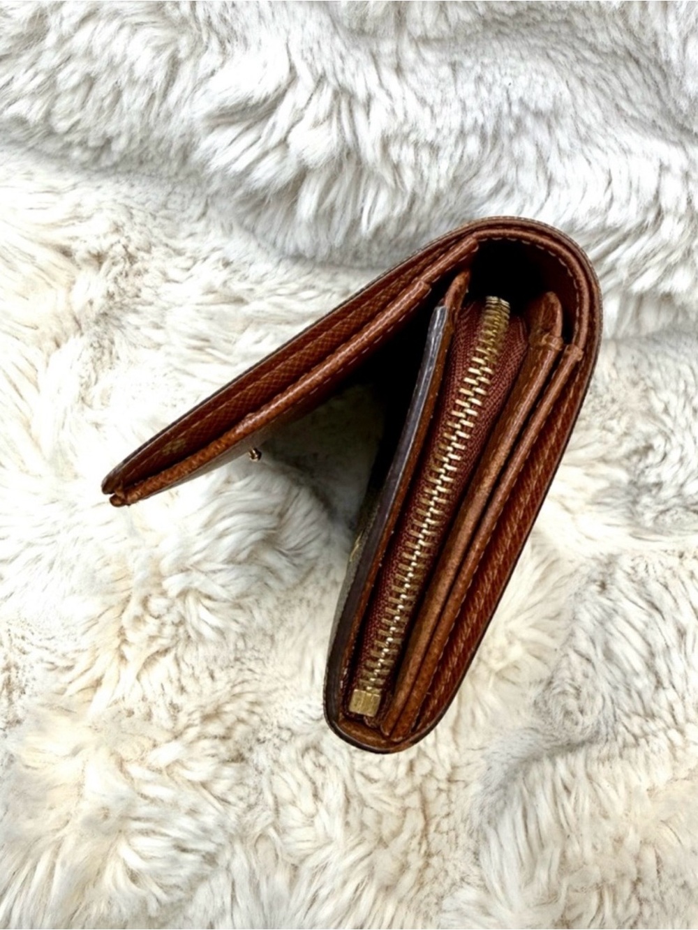 Louis Vuitton Monogram Canvas Fold Wallet in Brown and Gold - Picture 7 of 10